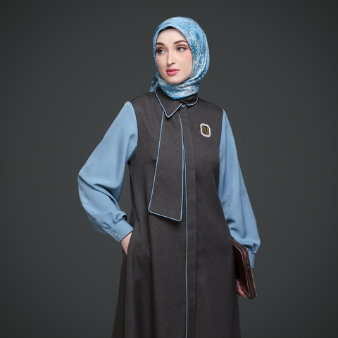 Asymmetric Tie Mulchbrown Aqua Dress