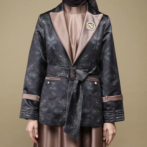 One Set Blazer Sand of Bloom Chestnut Dress