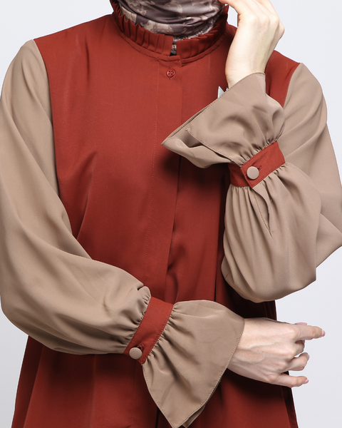 One Set Twotone Copper Sadow Midi Shirt