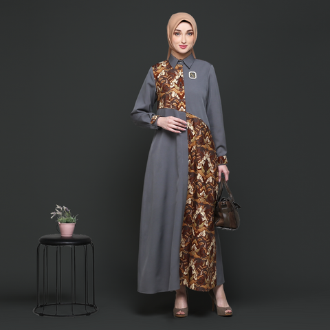 Asymmetric Lava Grey Toffe Batik Dress