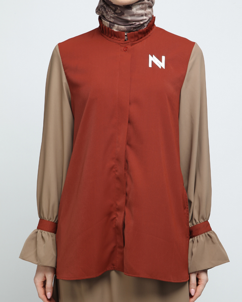 One Set Twotone Copper Sadow Midi Shirt