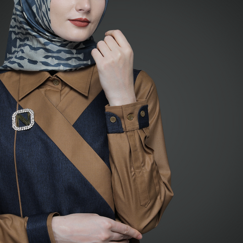 2in1 Asymmetric Ribbon Nuthatch Dark Navy Shirt
