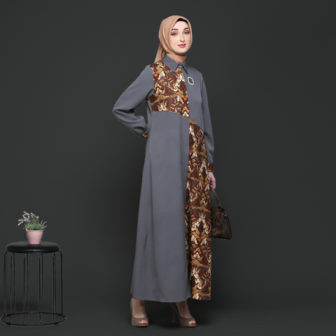 Asymmetric Lava Grey Toffe Batik Dress