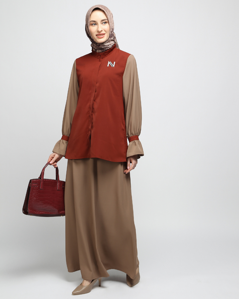 One Set Twotone Copper Sadow Midi Shirt