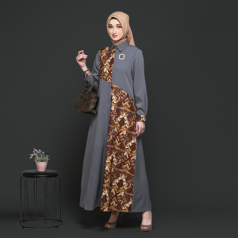 Asymmetric Lava Grey Toffe Batik Dress