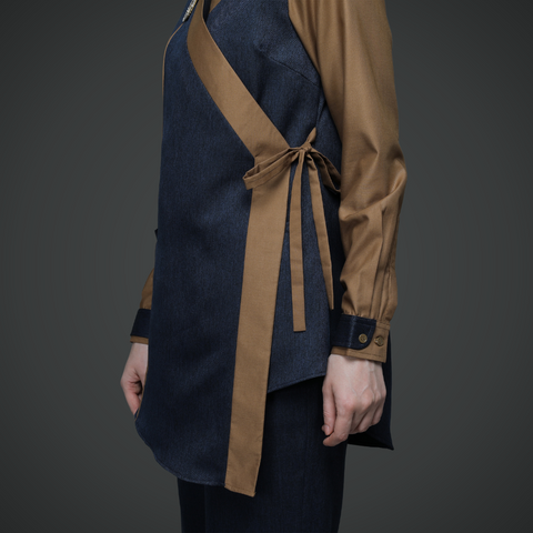 2in1 Asymmetric Ribbon Nuthatch Dark Navy Shirt