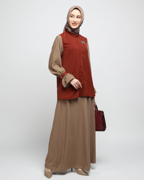 One Set Twotone Copper Sadow Midi Shirt