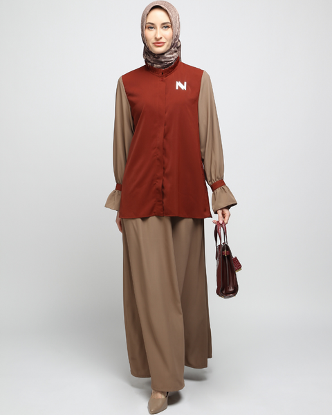 One Set Twotone Copper Sadow Midi Shirt