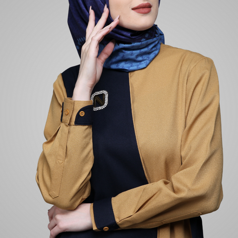 Ribbon Asymmetric Navy Gold Tunic