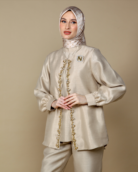 RAYA SERIES: Lubna Cream (Shirt & Pants)