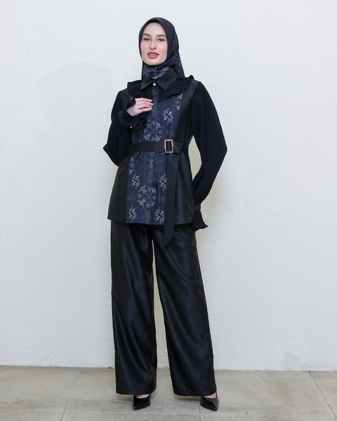 Giri Pleated Smoke Set (Shirt + Culotte)