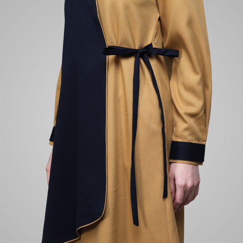 Ribbon Asymmetric Navy Gold Tunic