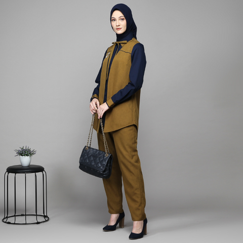 2in1 Ribbon Navywell Leaf Serrin Shirt