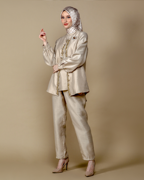 RAYA SERIES: Lubna Cream (Shirt & Pants)