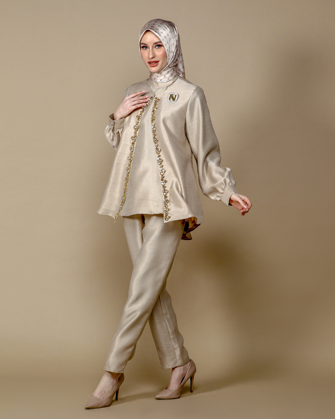 RAYA SERIES: Lubna Cream (Shirt & Pants)