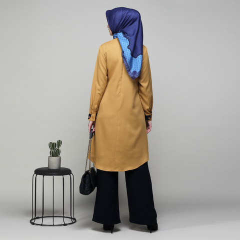 Ribbon Asymmetric Navy Gold Tunic