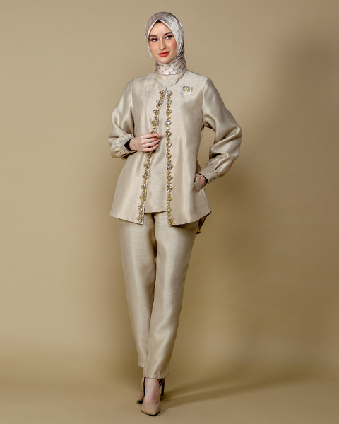 RAYA SERIES: Lubna Cream (Shirt & Pants)