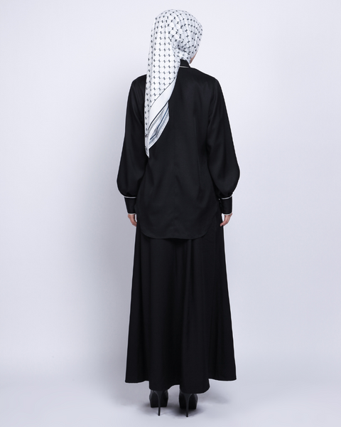 One Set Piping Black Midi (Shirt & Skirt)