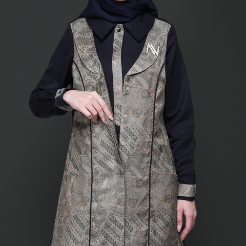 2in1 Vest Grey Lake Batik Exclusive Blue Black Dress