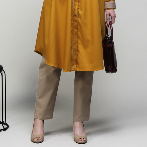 Khaki Twill Pipe Pants