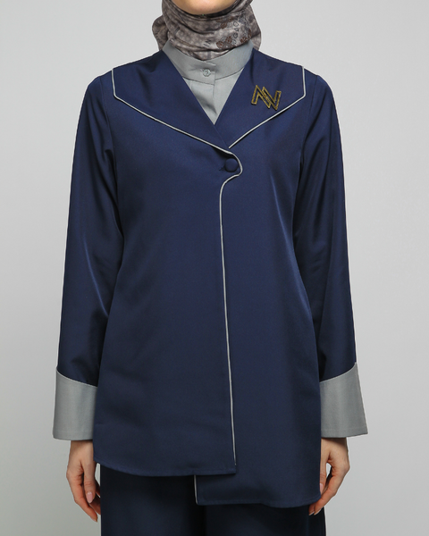 2in1 Piping Mid Gray Navy Shirt