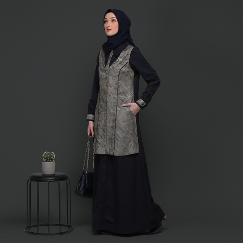 2in1 Vest Grey Lake Batik Exclusive Blue Black Dress