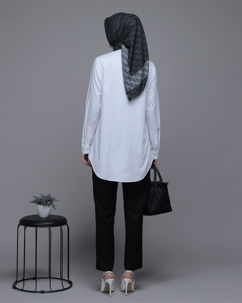 Flap Asymmetric White Shirt