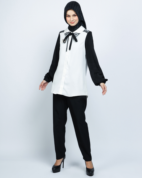 Monochrome Ribbon Sister Black Pretty Broken White Shirt