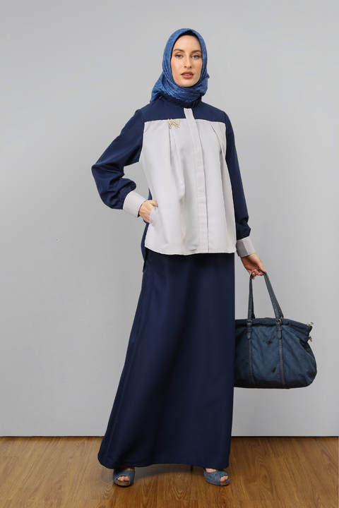 One Set Tuck Dusty Stone Midi (Shirt & Skirt)