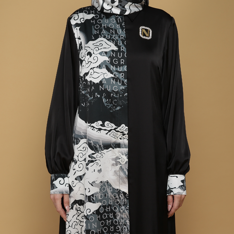 Signature Asymemtric Monomega Black Dress
