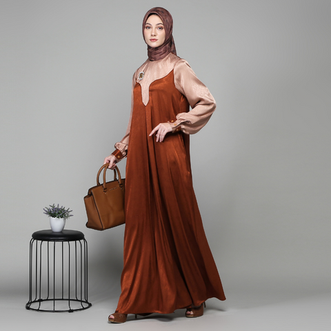 Twotone Burn Umber Dress