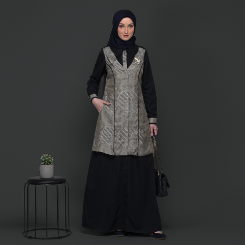 2in1 Vest Grey Lake Batik Exclusive Blue Black Dress