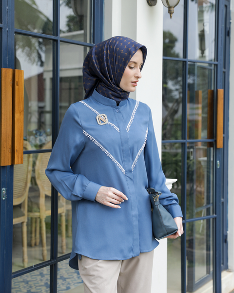 Lace Blue Marino Shirt