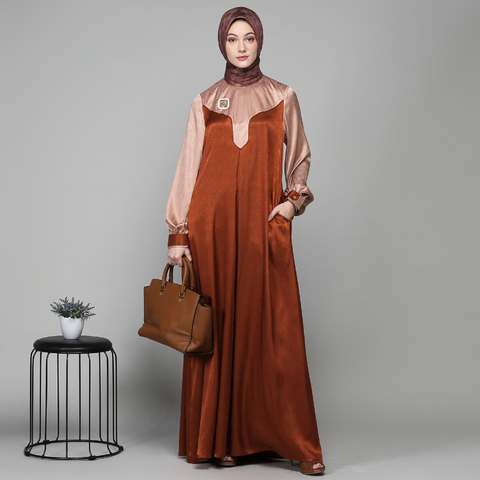 Twotone Burn Umber Dress