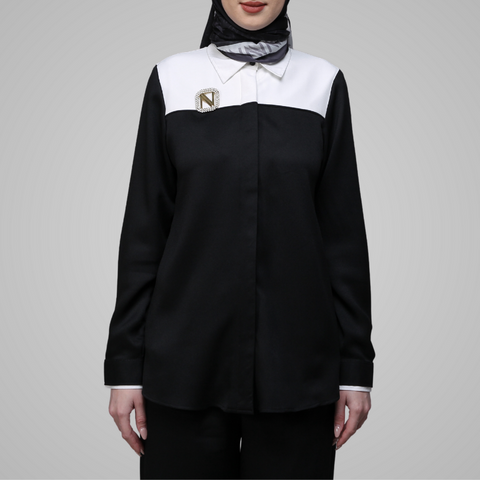 Twotone Blackout White Shirt