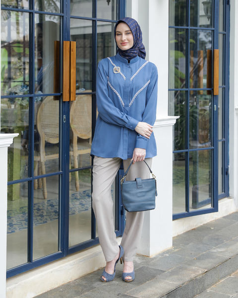 Lace Blue Marino Shirt