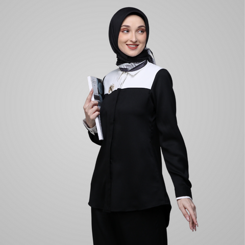 Twotone Blackout White Shirt