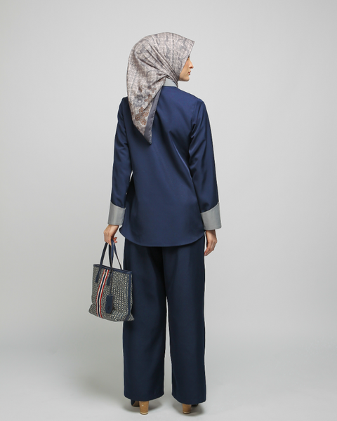 2in1 Piping Mid Gray Navy Shirt