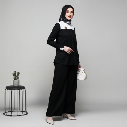 Twotone Blackout White Shirt