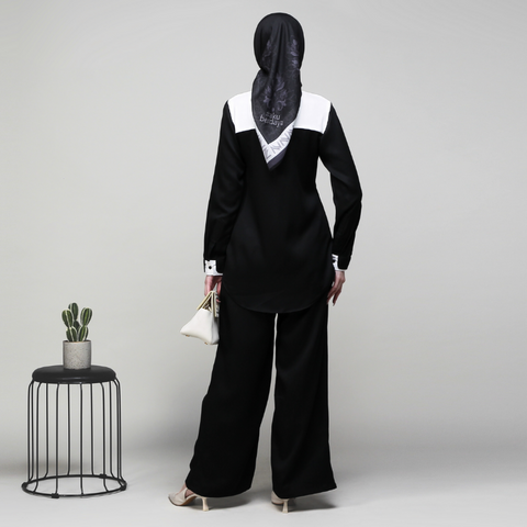 Twotone Blackout White Shirt