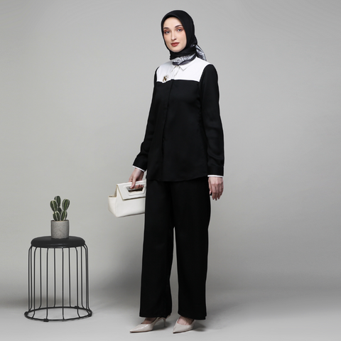 Twotone Blackout White Shirt