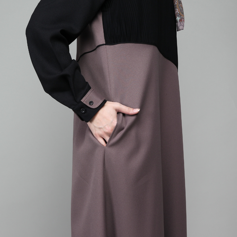 Pleated Asymmetric Black Cocoa Dress