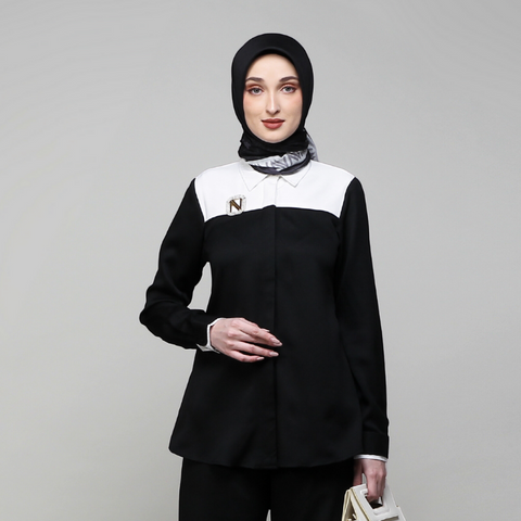 Twotone Blackout White Shirt