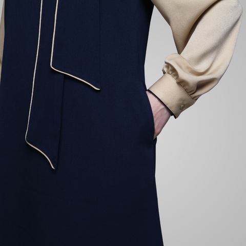 Necktie Moiselle Navy Double Cream Tunic