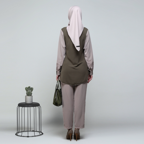 Twotone Piping Seal Khaki Shirt