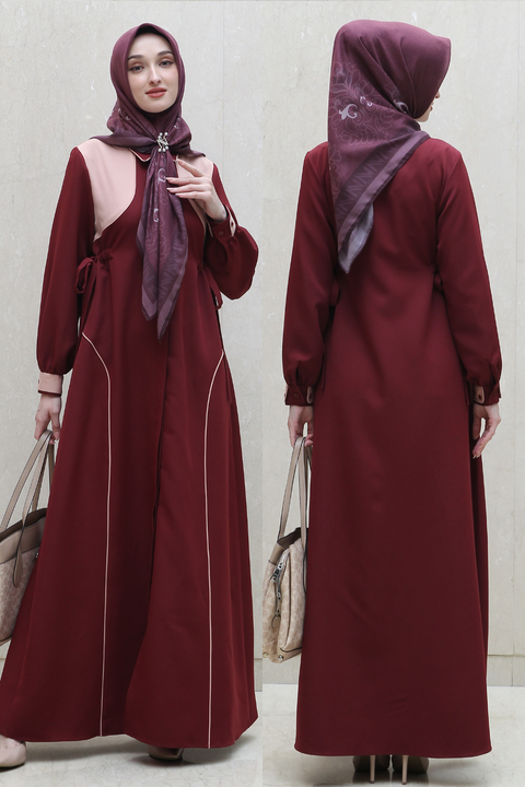 Layer Piping Cedar Pink Flare Dress