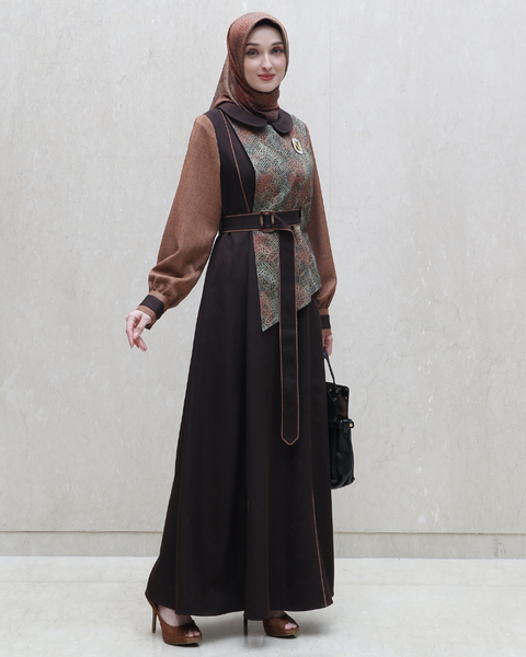 Asymmetric Cocoa Brown Spice Dress
