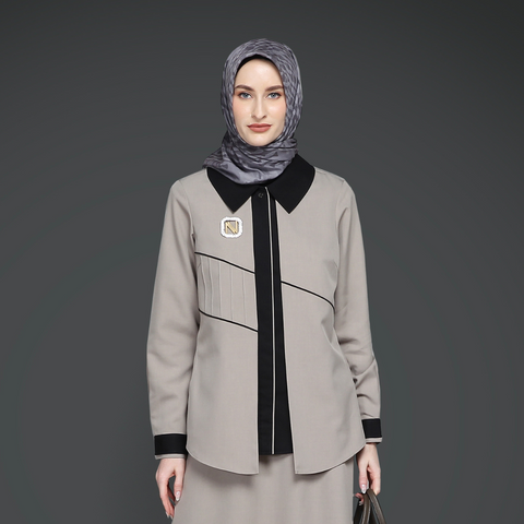 One Set 2in1 Blazer Opnaisel Balanced Beige Sweet Black Midi (Shirt & Skirt)