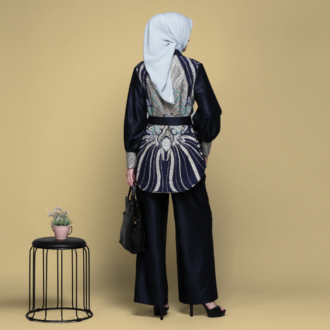 Ribbon Dark Blue Baritone Blazer (Shirt & Culotte)