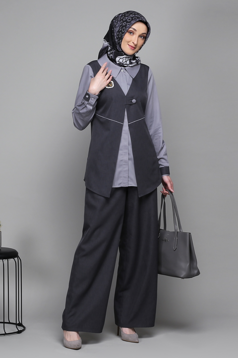 2in1 Vest Snap Button Northern Grey Chill Shirt